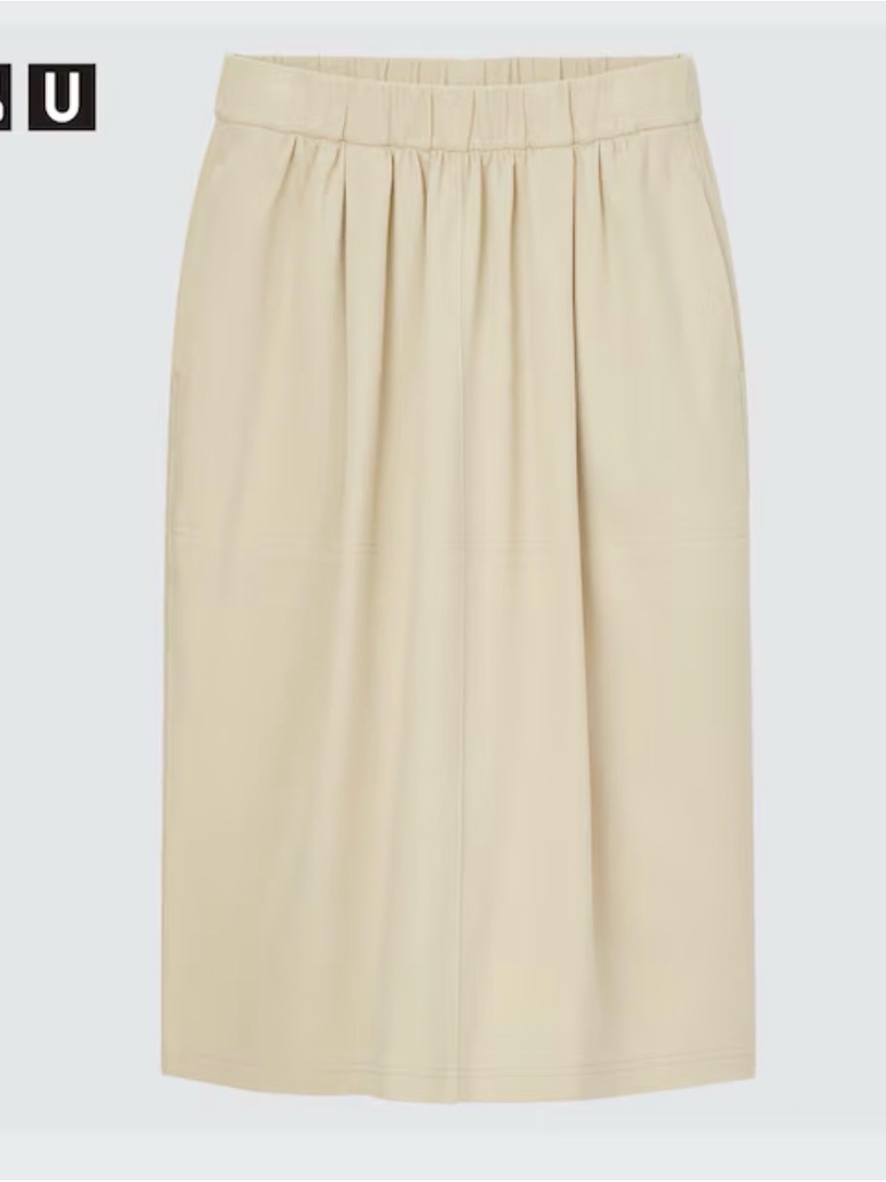Uniqlo Cream Elastic-Waist Midi Skirt